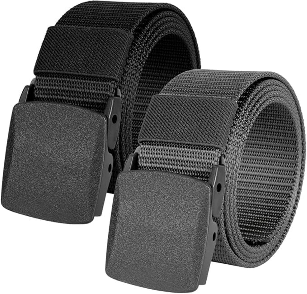 flintronic 2pc-130cm-polyester-metaalvrije hypoallergene gevlochten riem (zwart + grijs), Zwart + Grijs, 130