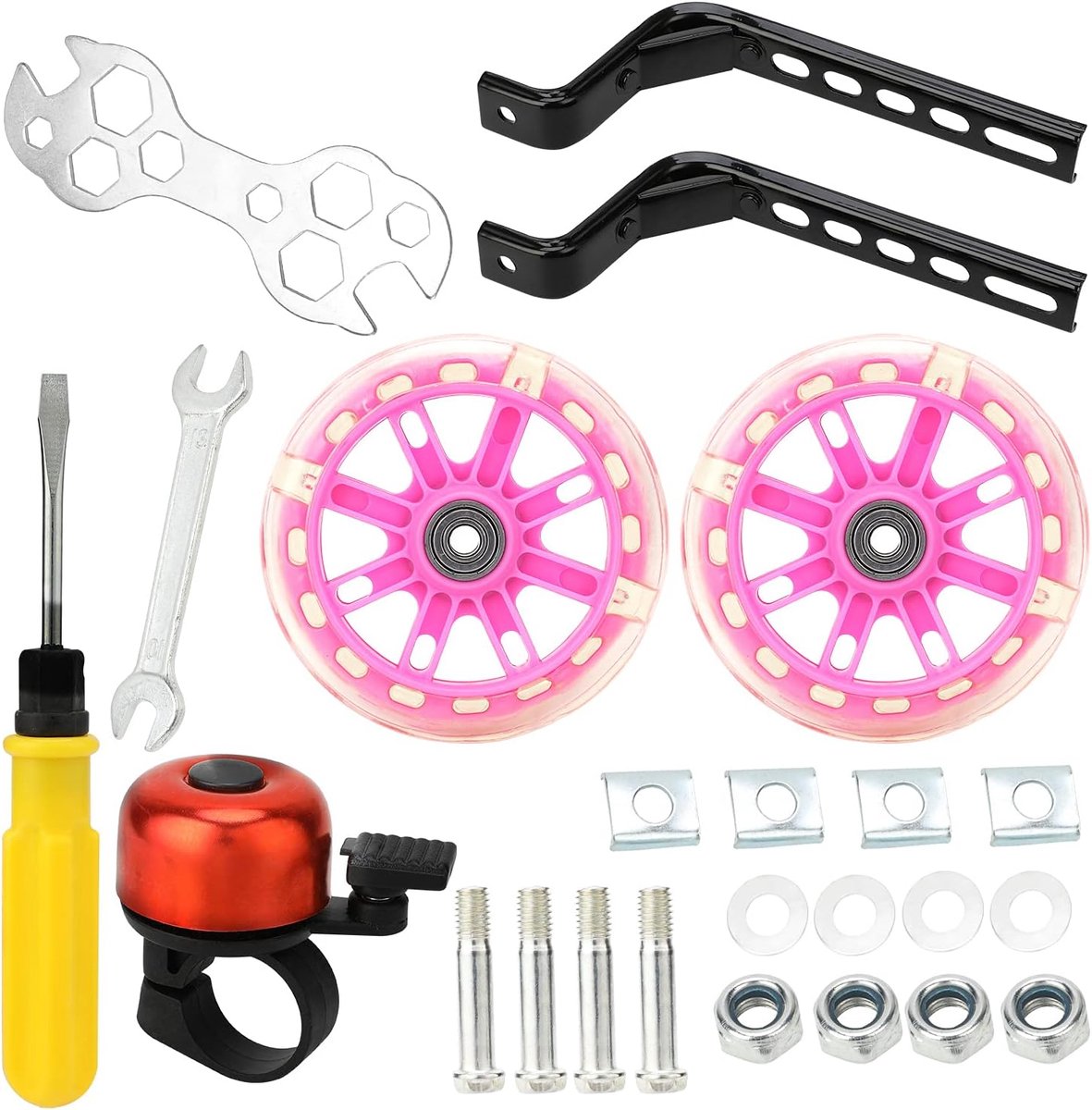 wielen voor fietstraining voor kinderen, fietsstabilisatoren voor kinderen, stalen frame voor kinderen, 30,5 cm, 35,6 cm, 40,6 cm, 45,7 cm, 50,8 cm, veiligheidsuitrusting (1