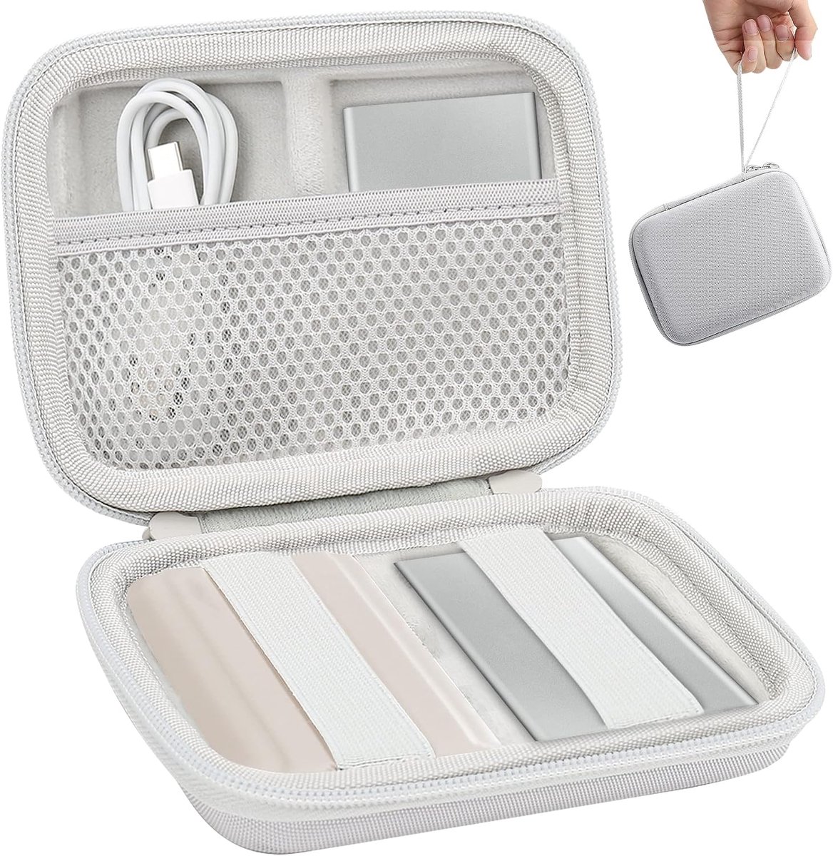 Harde hoes voor Samsung T7/T7 Touch/T7 Shield/T9 draagbare SSD (alleen tas) (beige)