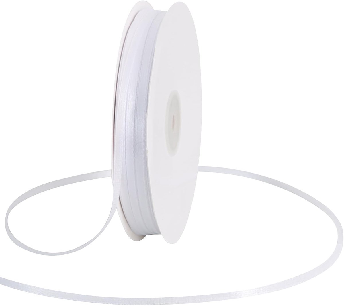 1/8 Inch x 200 Yards Wit Dunne Solid Satin Lint Giant Spool Dubbel Gezicht Geweven Polyester Stof Linten voor Ambachten Opknoping Tags Uitnodigingskaart Ballonnen Boeket Haar Gift Wrapping Party Decoratie
