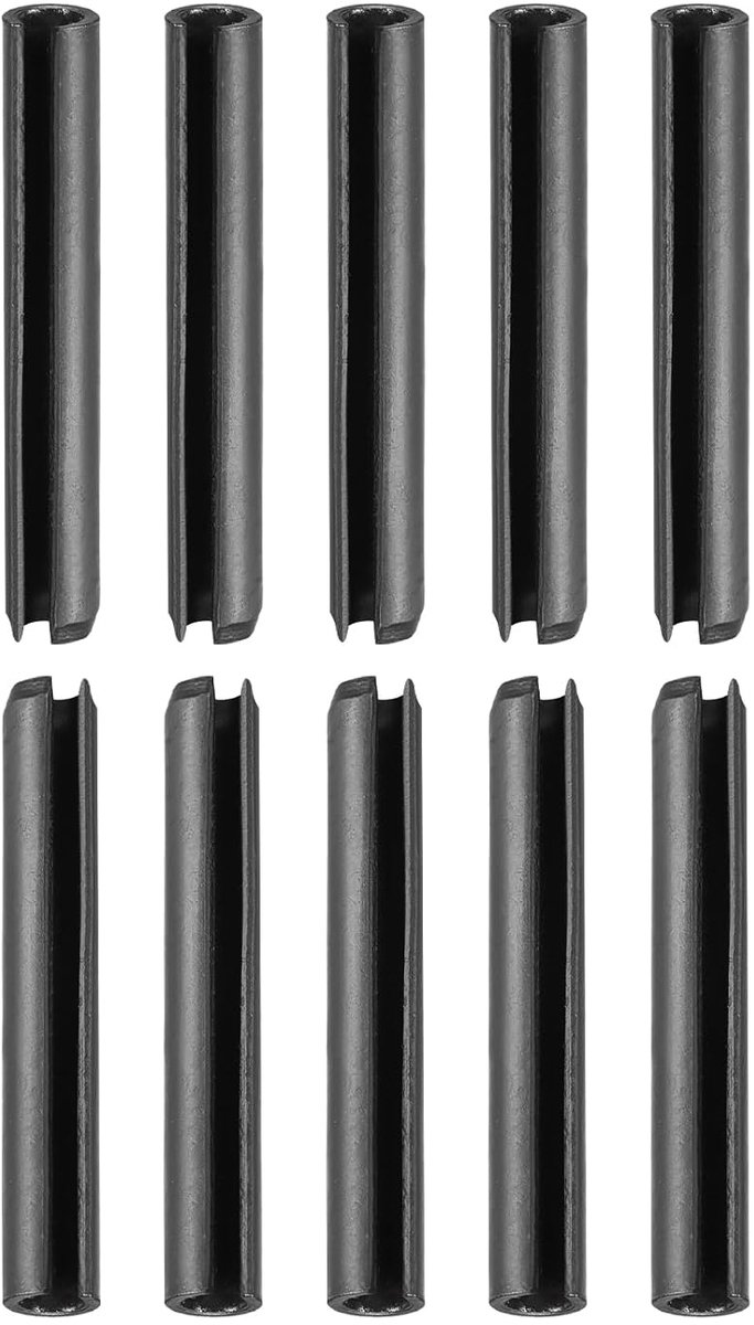 5 mm x 40 mm (d x l) geribbelde veerpen, 50 stuks, ideaal voor bevestiging thuis, 65 Mn veerpluggen, spanner, rol, stift, zwart