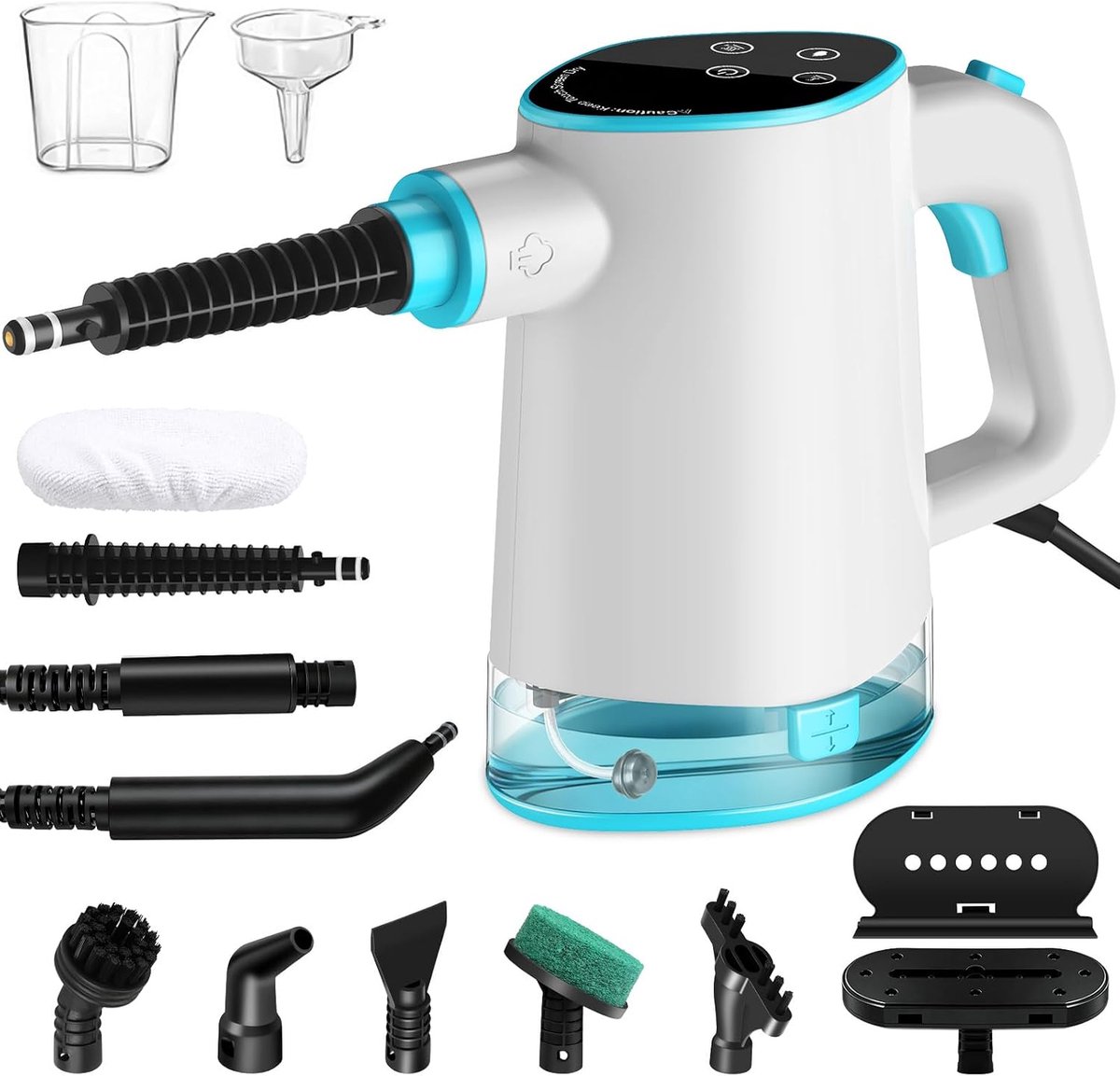 SnelShoppen - Handstoomreiniger 1200W met 12 accessoires, afneembare 450ml tank, snelle verwarming in 15 seconden, multifunctionele stoomreiniger zond