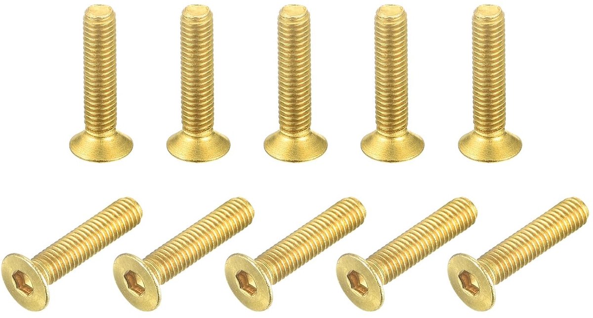 Platte kopschroeven met binnenzeskant, M3 - 0,5 x 14 mm, 20 stuks, bevestigingsschroeven met binnenzeskant van messing
