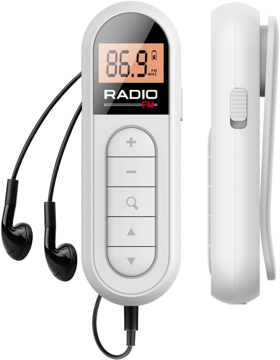 FM-radio, oplaadbare transistorradio, digitale zakontvanger | met uitstekende ontvangst, oortelefoon, riemclip voor hardlopen en wandelen