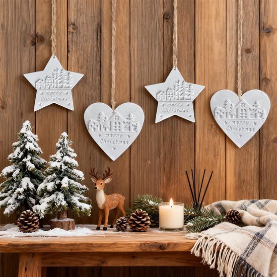 gietvormen Kerstmis, 4 stuks siliconen vormen, kersthanger, dennenboom, ster, gipsvormen om te gieten, gietvorm, hart, hanger, Kerstmis, gietvormen om te gieten — afbeelding 4
