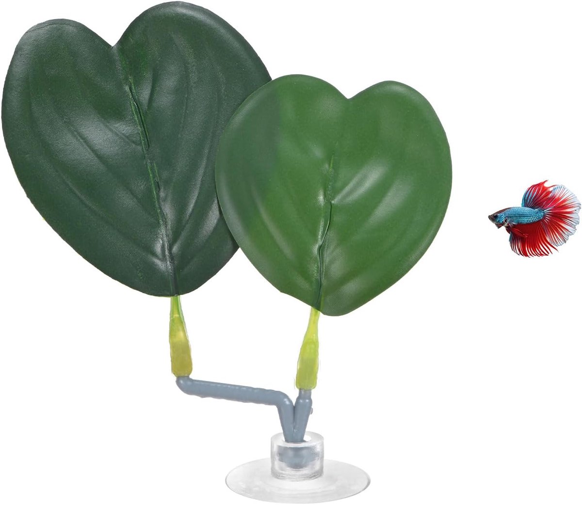 METERXITY 1-Pack Betta Fish Leaf Pad, Hangmat Plant Bladpad, Realistisch Rustend Visrust Bed voor Aquarium Decoraties/Aquarium Accessoires/Paaigronden/Fokken [Groen, Hartvormig]