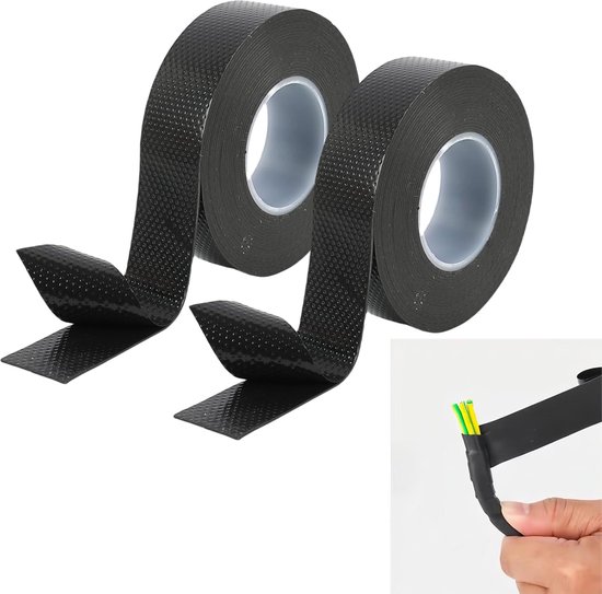 Isolatietape, 4,6 m x 23 mm x 0,8 mm, waterdichte vulkaniseertape, zwart, voor kabelisolatie, zelfhechtende afdichtingstape, krimpband, elektrische isolatieband, reparatie — afbeelding 5