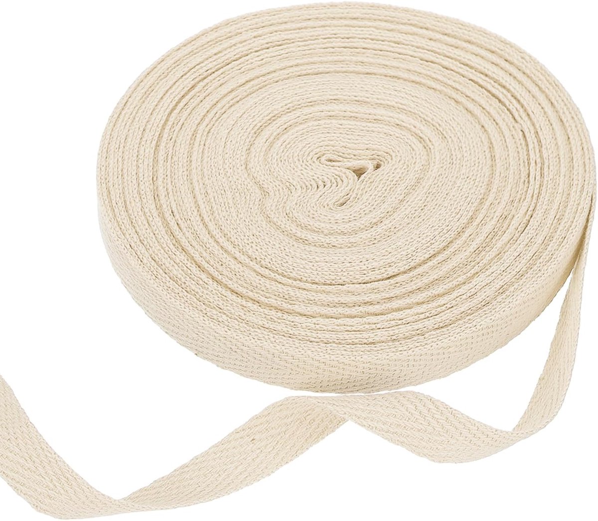 Katoenen visgraatlint, 10 mm x 10 m, visgraatpatroon, rol voor doe-het-zelf naaien, geschenkverpakking, beige