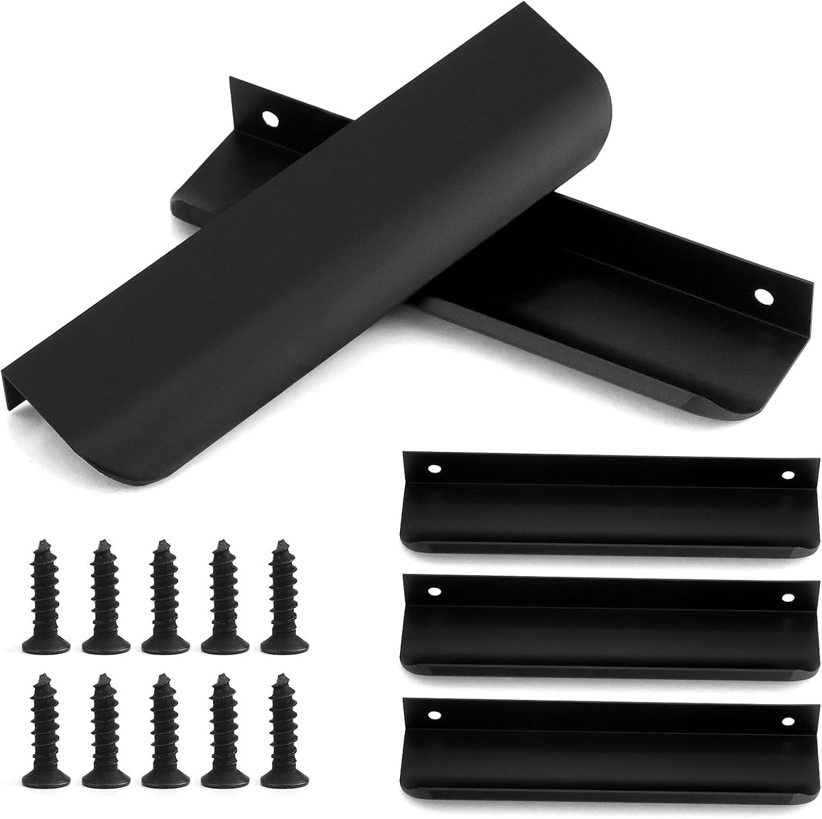 5 stuks zwarte meubelgrepen, 150 mm, verborgen kastgrepen, aluminium keukengrepen met schroeven, ladegrepen voor kastdeuren en kledingkast