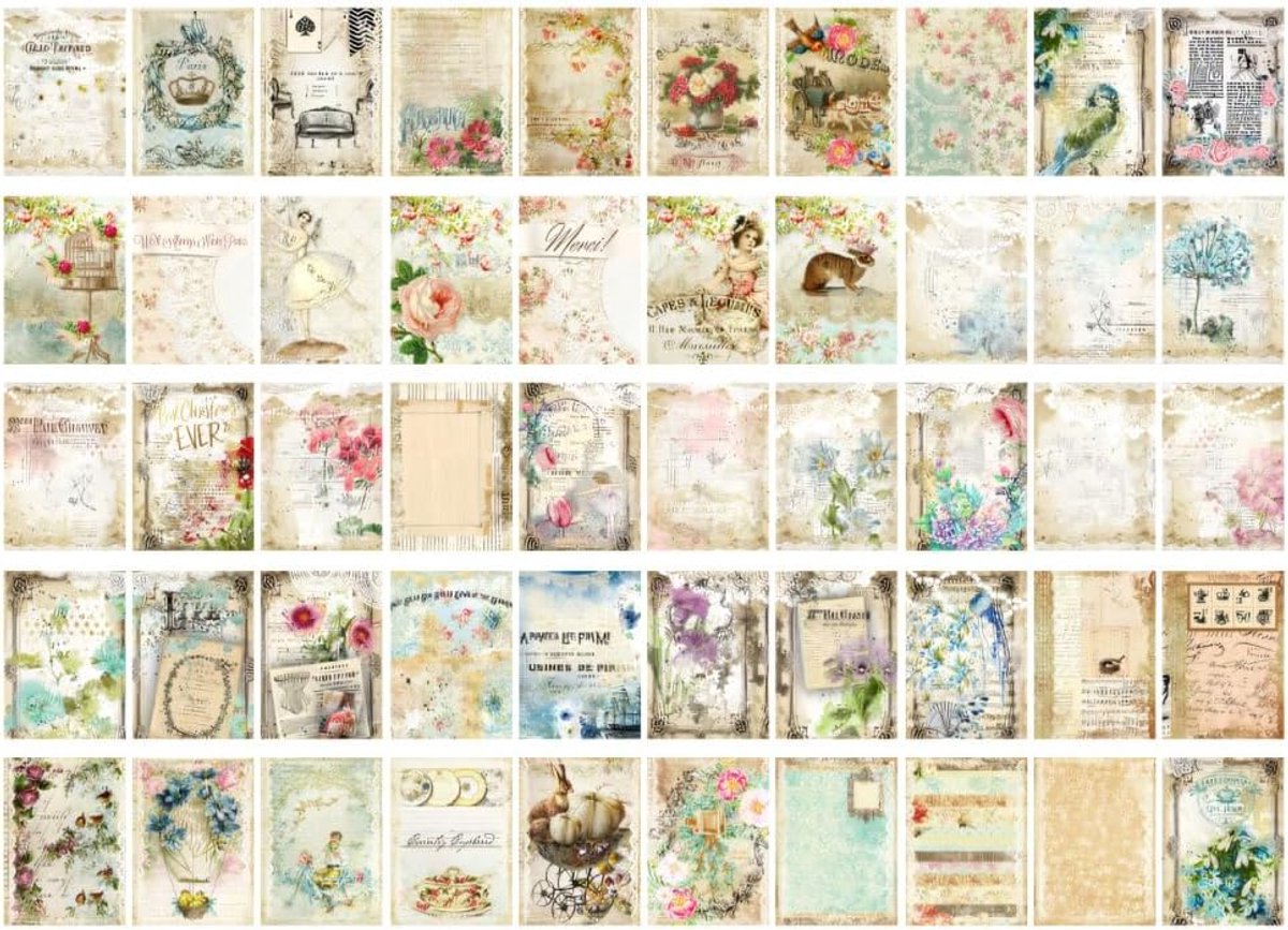 100 vellen vintage decoratief papier, scrapbookpapier voor het maken van scrapbooks, decoupagepapierknutsels