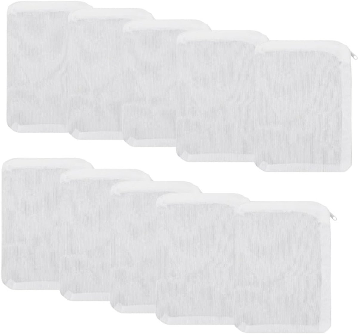 10 stuks filterzakken van net voor aquarium, 11 x 7 cm, herbruikbare filterzakken van nylon met ritssluiting van kunststof, voor extra dunne hars, actieve koolfilter (wit)