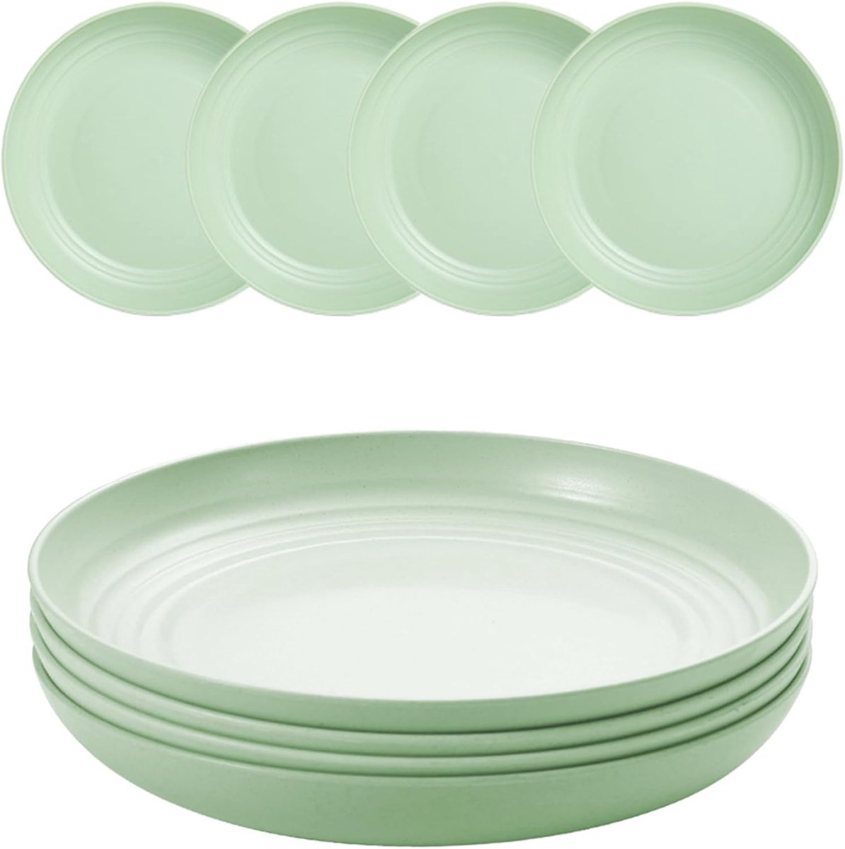borden, herbruikbaar, set van 4, 20 cm, onbreekbare platte borden, lichte campingborden voor picknick, salade, pasta, feest, huis, kantoor, vaatwasser- en magnetronbestendig (groen)