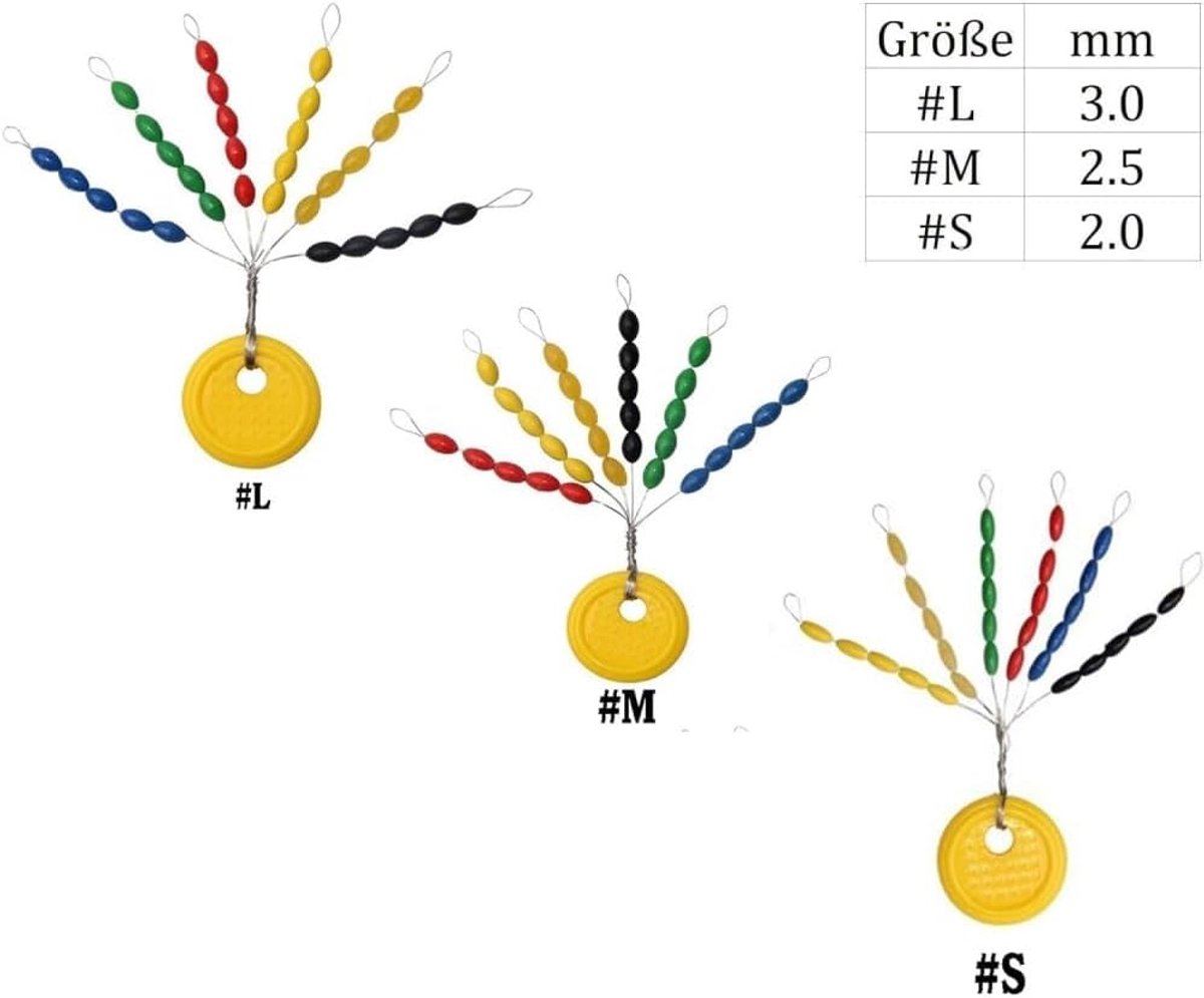 Set van 90 dobberstoppers in 3 maten, S/M/L), hoogwaardige rubberen stoppers voor Spirolino-montage en viswervel, weerbestendige visaccessoires, voordeelverpakking (milieuvriendelijk rubber)