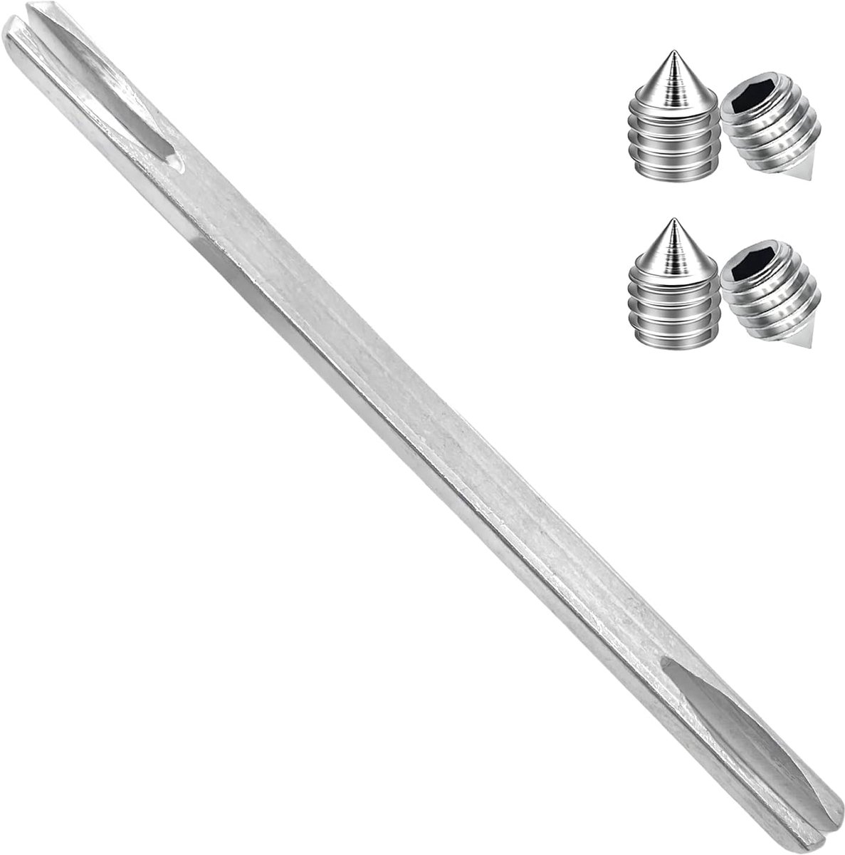 as deurgreep 8 mm x 140 mm - vierkante stalen pin + 4 schroeven M6, universele vervanging voor binnendeurgreep, knop of vergrendelingsmechanisme (1 stuk)