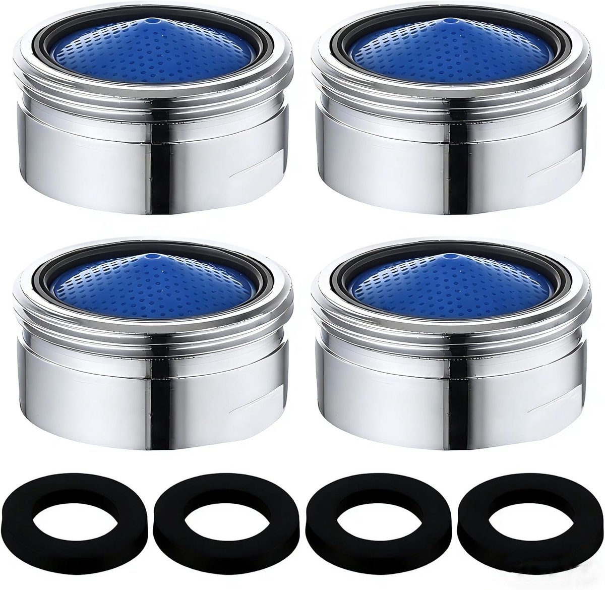 4 stuks M22 waterkraan zeef met afdichtingen en ABS-filter, waterbesparende spatwaterdichte, straalregelaar M22, kraanaccessoires voor badkamer en keuken