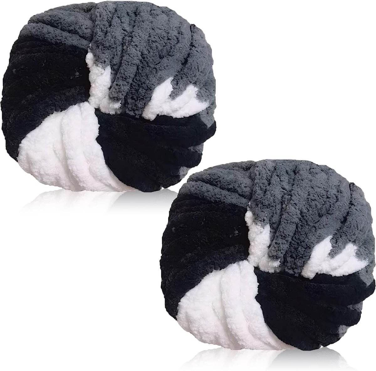 2 stuks grof garen voor handbreien, meerdere kleuren chenille-garen voor breien en haken, zachte dikke wol voor dekens, kussen, sjaals, huisdierbedden, tassen, hoeden, truien (Panda)