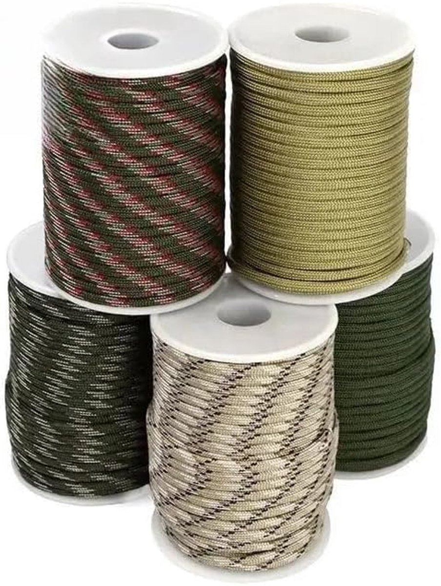 9-Core Paracord Militaire Touw, 4mm x 30M, Multifunctioneel Overlevingstouw voor Parachutes en Tent, Diverse Kleuren