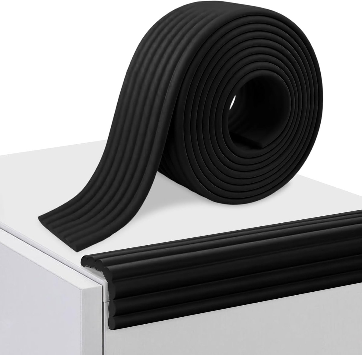 Randbescherming voor baby's, zelfklevend, 5 m, zachte hoekbescherming van schuimrubber, kindertafelrandbescherming voor meubels, bed, vensterbank en bureau (zwart)