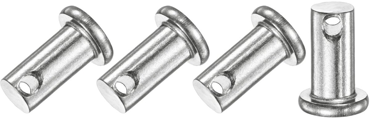 METERXITY Set van 4 vorkpennen met één gat, M8 x 16 mm, platte koppennen van roestvrij staal 304, herbruikbaar verbindingsscharnier