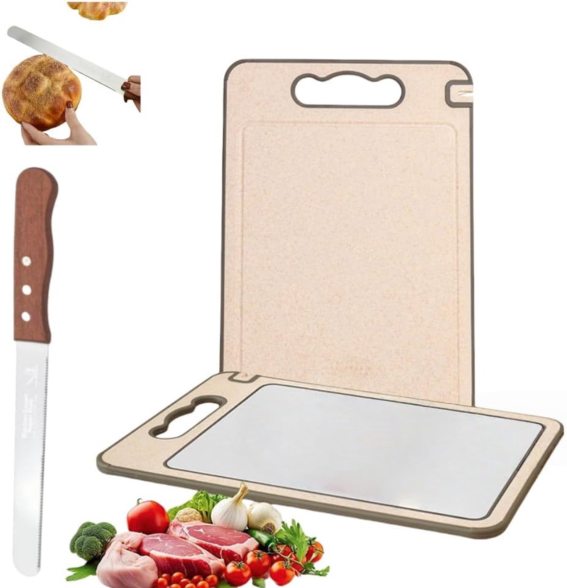 titanium snijbord voor de keuken, titanium snijplank voor meat en groente etc. Ingebouwde messenslijper, met roestvrijstalen snijschraper (titanium)