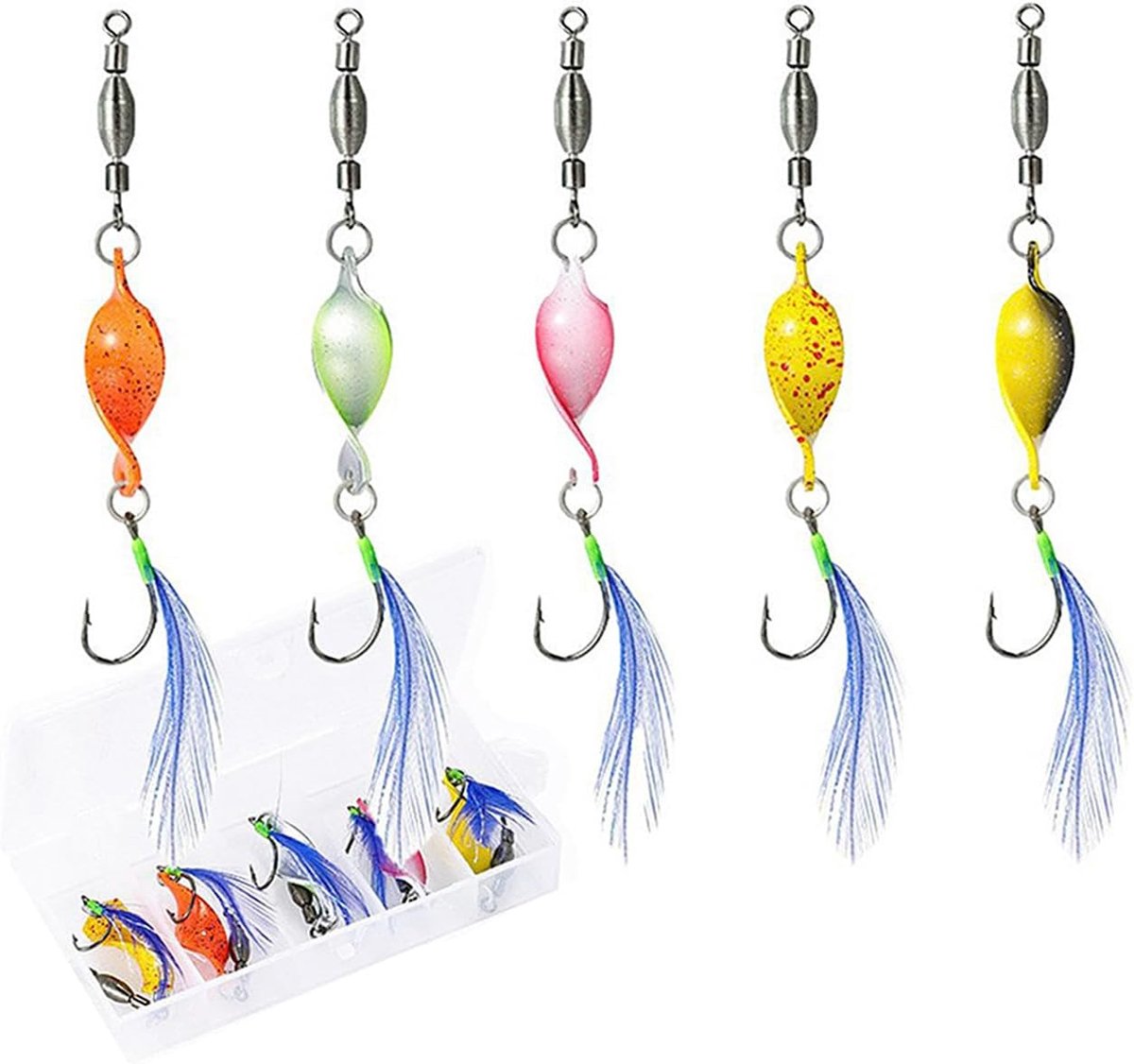 5 stuks, lepels forellepelset, vislepel, forellepel, kunstmatige lepel, visaccessoires, voor baars, snoeklepel met doos