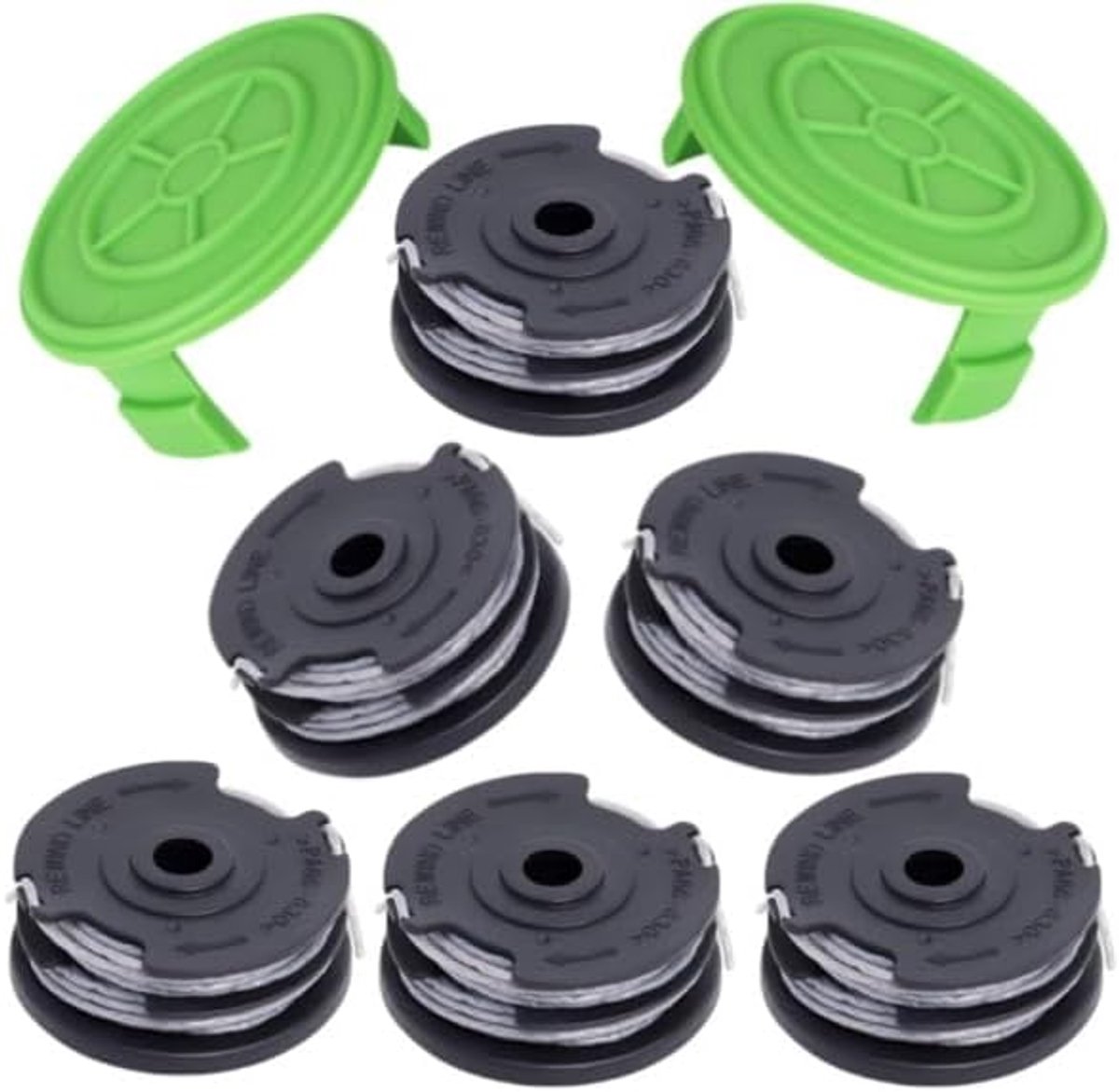 8Pack Dubbeldraadspoel 29187 geschikt voor Greenworks 40V grastrimmer, Vervangende draadspoel 8,3 M lengte Ø 1,65 mm