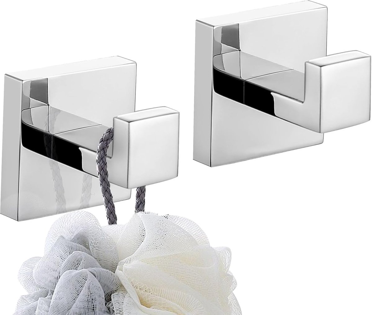 Badkamer Handdoekhaak Chrome Schroef in Deurhaken 2 Pack | Badjas jas en kleding haken hanger SUS304 roestvrij staal zware muur haken voor badkamer keuken slaapkamer