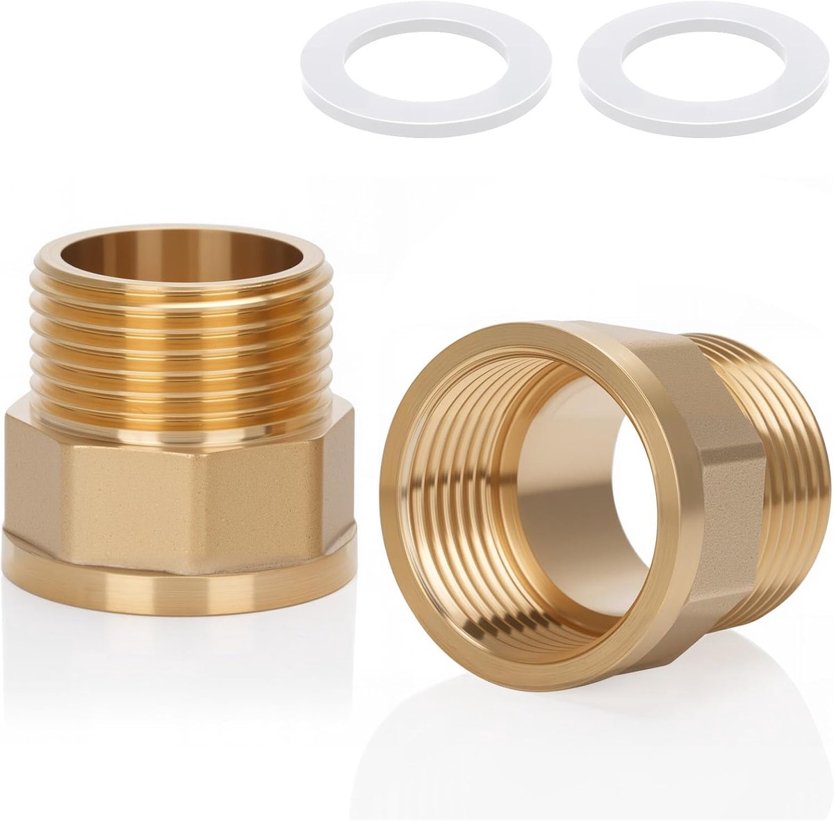 2-pack messing AG/IG verloopstuk adapter 1 inch verloopstuk draad | duurzame pijpverbinding converter met rubberen afdichting voor water/gas/vloeibare systemen