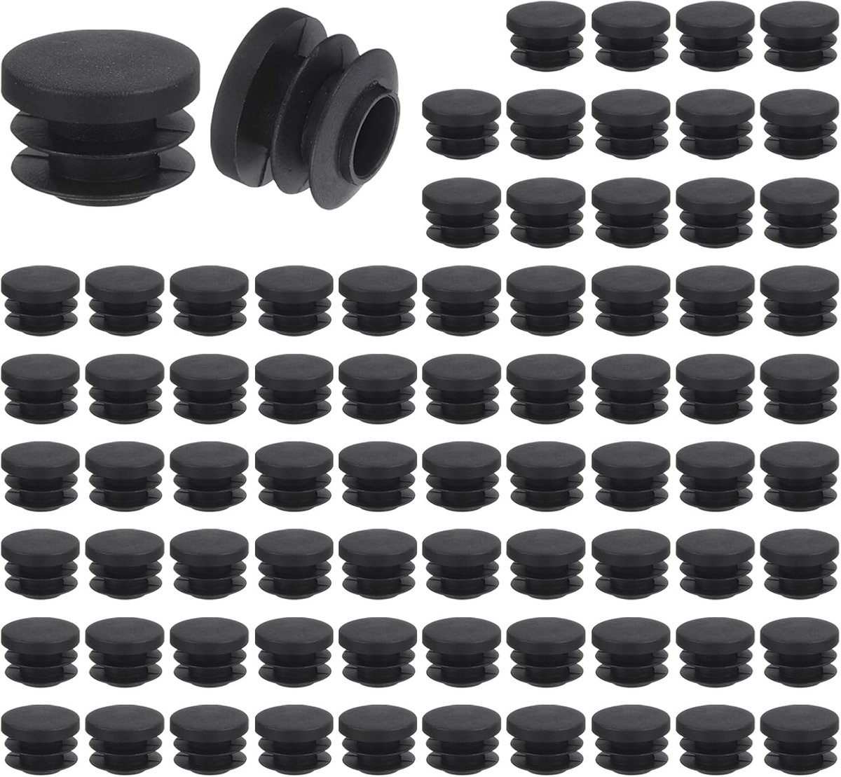 76 stuks ronde buisstops, zwarte lamellenstops, 20 mm OD (0,79 inch), buisafdekking van hoogwaardig kunststof, beschermdoppen voor stoel, bank, tafel, rek