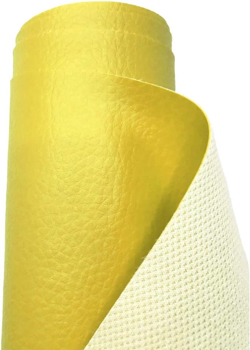 Stof, nepleer, vinyl, waterdicht, materiaal, voor kleding maken, bekleding, tafelkleed, tassen, korte broeken, rokjes, geel, 1 meter, 100 x 140 cm