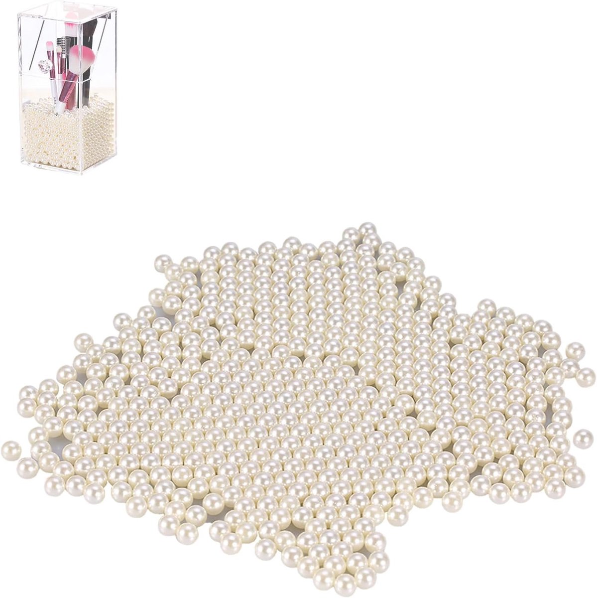 1300 stks kralen voor make-up kwast houder, glanzende kunstmatige decoratieve parel kralen decoratie voor borstel houder make-up organizer(White)