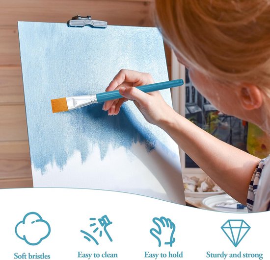13 stuks kwasten, acrylverf, platte acrylkwasten, 24 mm brede grote nylon kwasten, gedetailleerde kwasten, blauwe kwastenset, voor kunstenaars, volwassenen, studenten, acrylschilderen, olieschilderen, — afbeelding 2