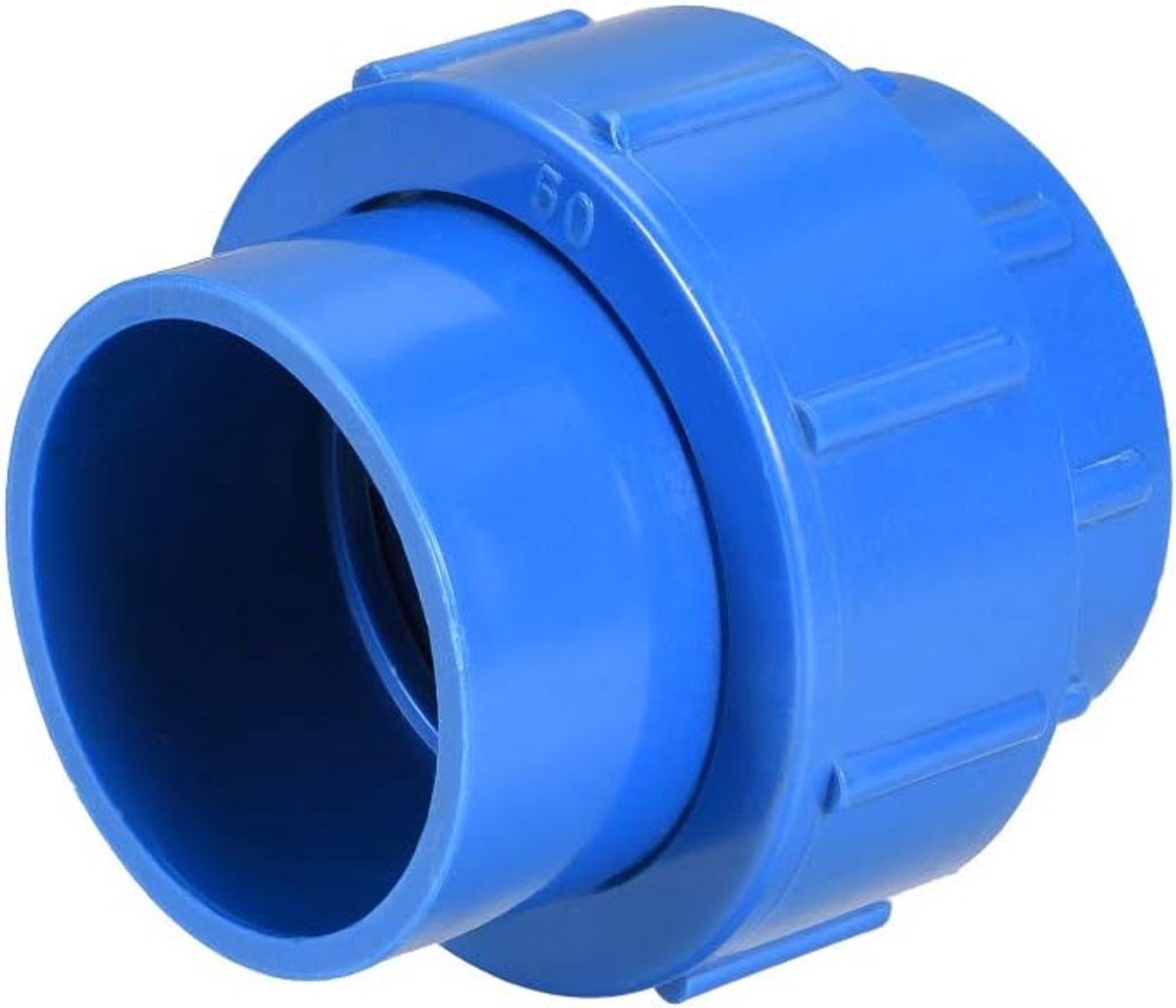 sourcing map 50 mm x 50 mm PVC slangverbinding Union oplosmiddel snelkoppeling blauw