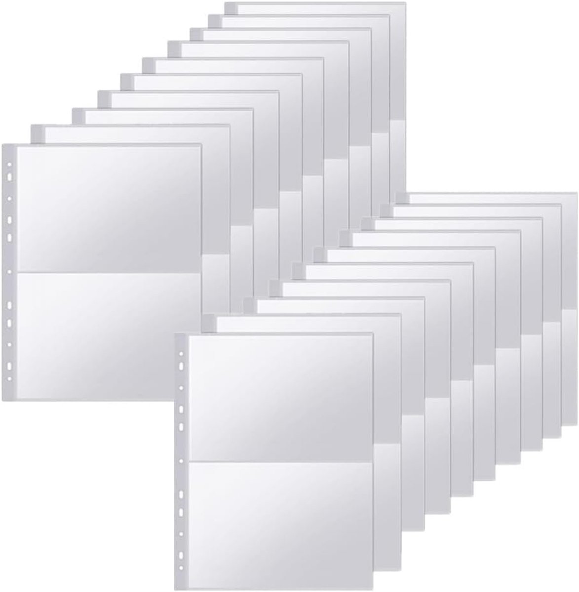50 stuks A4 vakken fotohoes, A4 fotohoes, 2 vakken, gedeelde ansichtkaartenhoezen, kleine transparante folies, kaarten