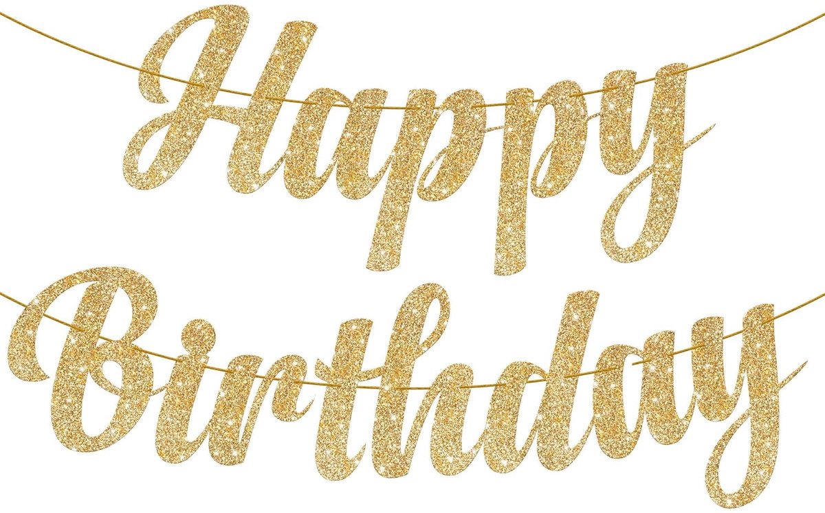 Verjaardag Gouden Glitter Banner - DE