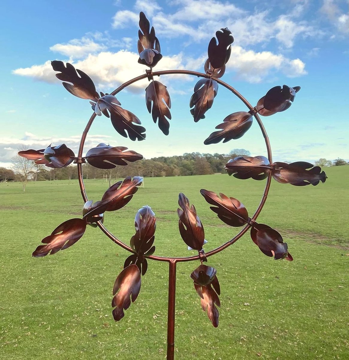 Magische metalen windmolen, windspinners voor tuin en tuin, 3D windsculpturen spinners, kunstdecoraties voor tuin buiten tuin gazon patio (kleur: bruin)