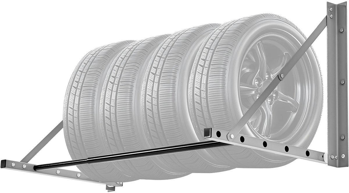 Atlasyx bandenrek - Bandenstandaard - Banden opbergrek - Autobanden rek - Banden opslag - Opvouwbaar - 81,2–121,9 cm - Zwart