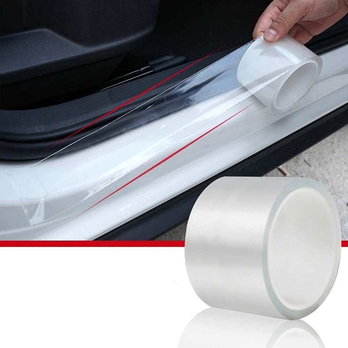 plakfolie voor auto, motorfiets, fiets, 7 cm x 10 m, transparant, zelfklevend, lakbescherming, per meter