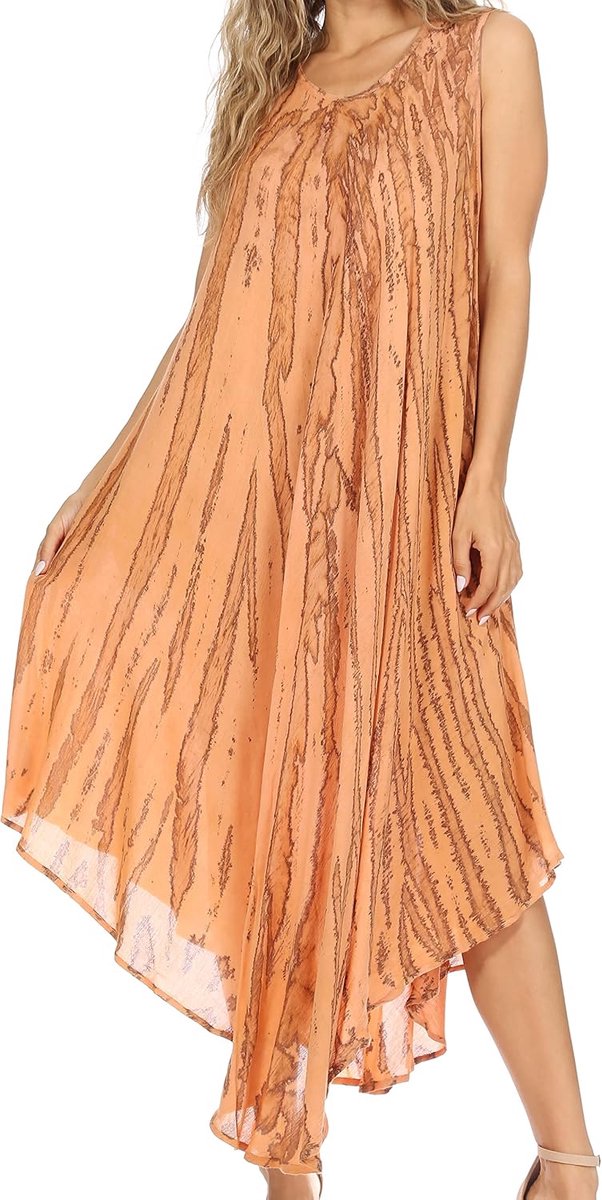 Kara Lange gedrapeerde mouwen gemarmerde kaftan jurk / verplaatsing, roze (blush), Eén maat