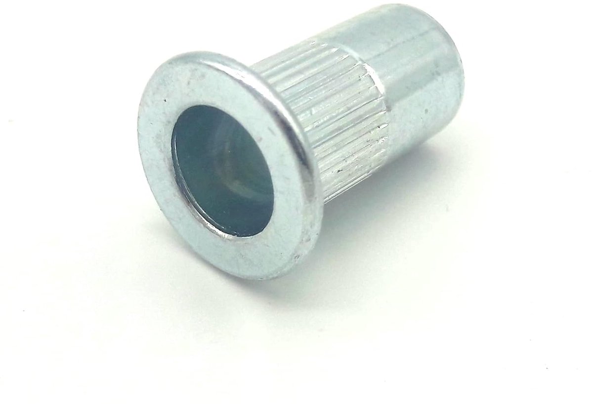 20 x klinknagel moer M8 x 21 staal/verzinkt, platte kop voor matbevestiging, houder, montagehouder, dubbelstaafmatscherm, geschikt voor staafdikte 6/5/6 en 8/6/8