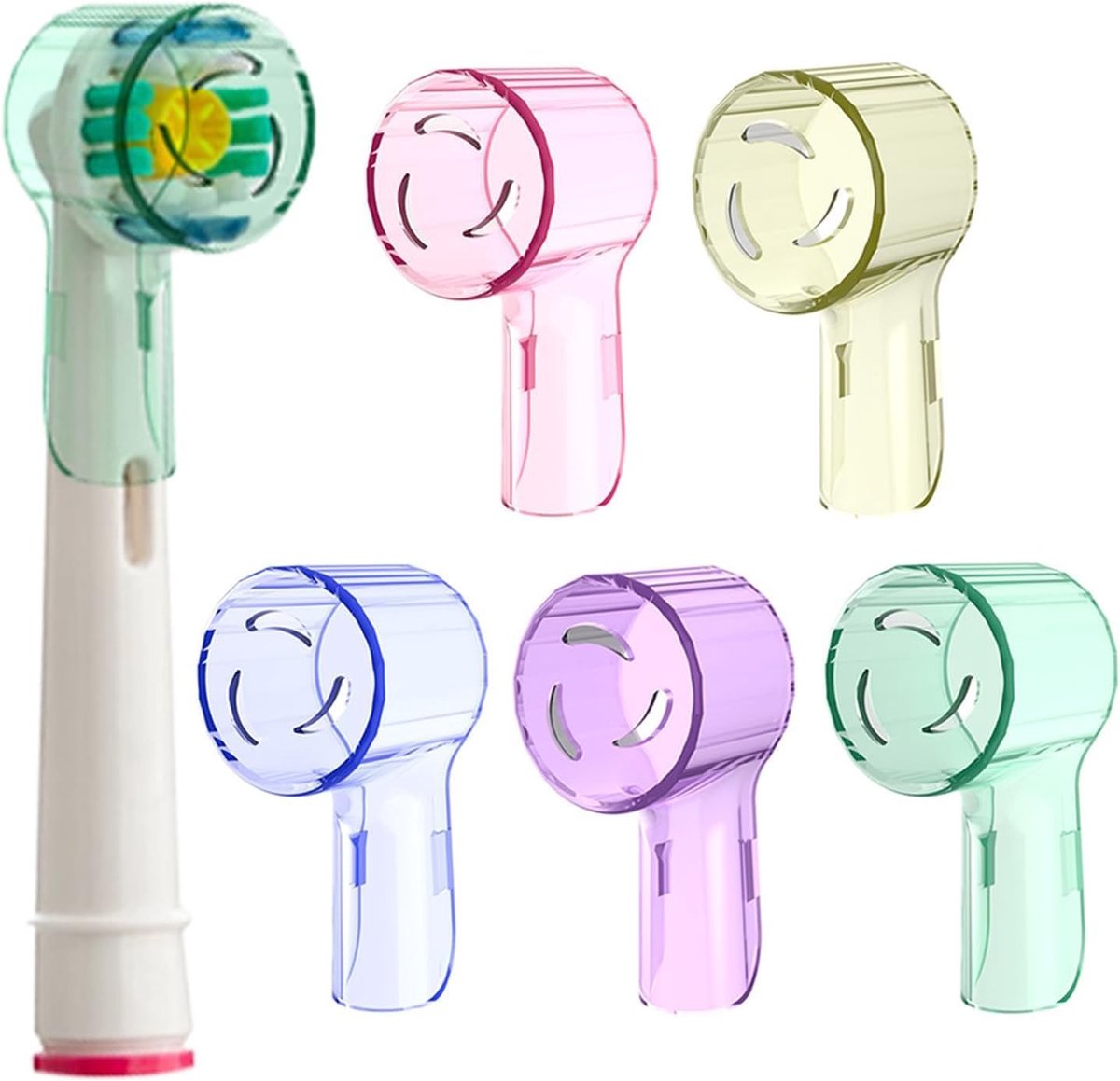 5 stuks tandenborstelafdekkingen compatibel met Oral B opzetborstels Kids & Pro, robuuste beschermkap voor elektrische tandenborstel, opsteektandenborstels, stofdicht reisetui, accessoires (5 kleuren)