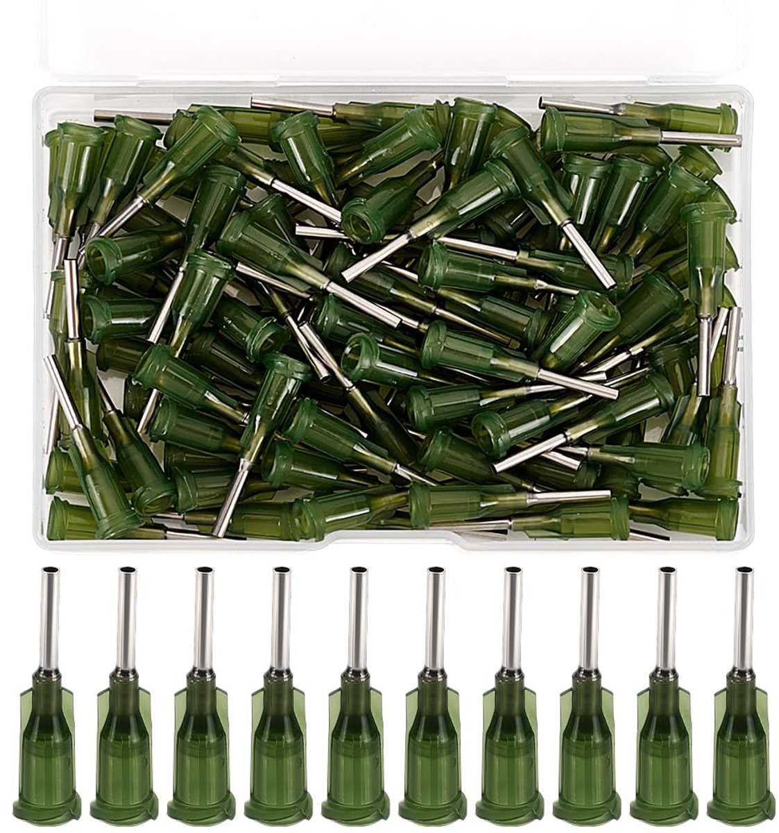 120 stuks distributienaalden, 30 mm, 14 g, stompe punt, industriële distributienaalden, stompe naalden, precisie, kunststof, met vergrendeling, lokaas