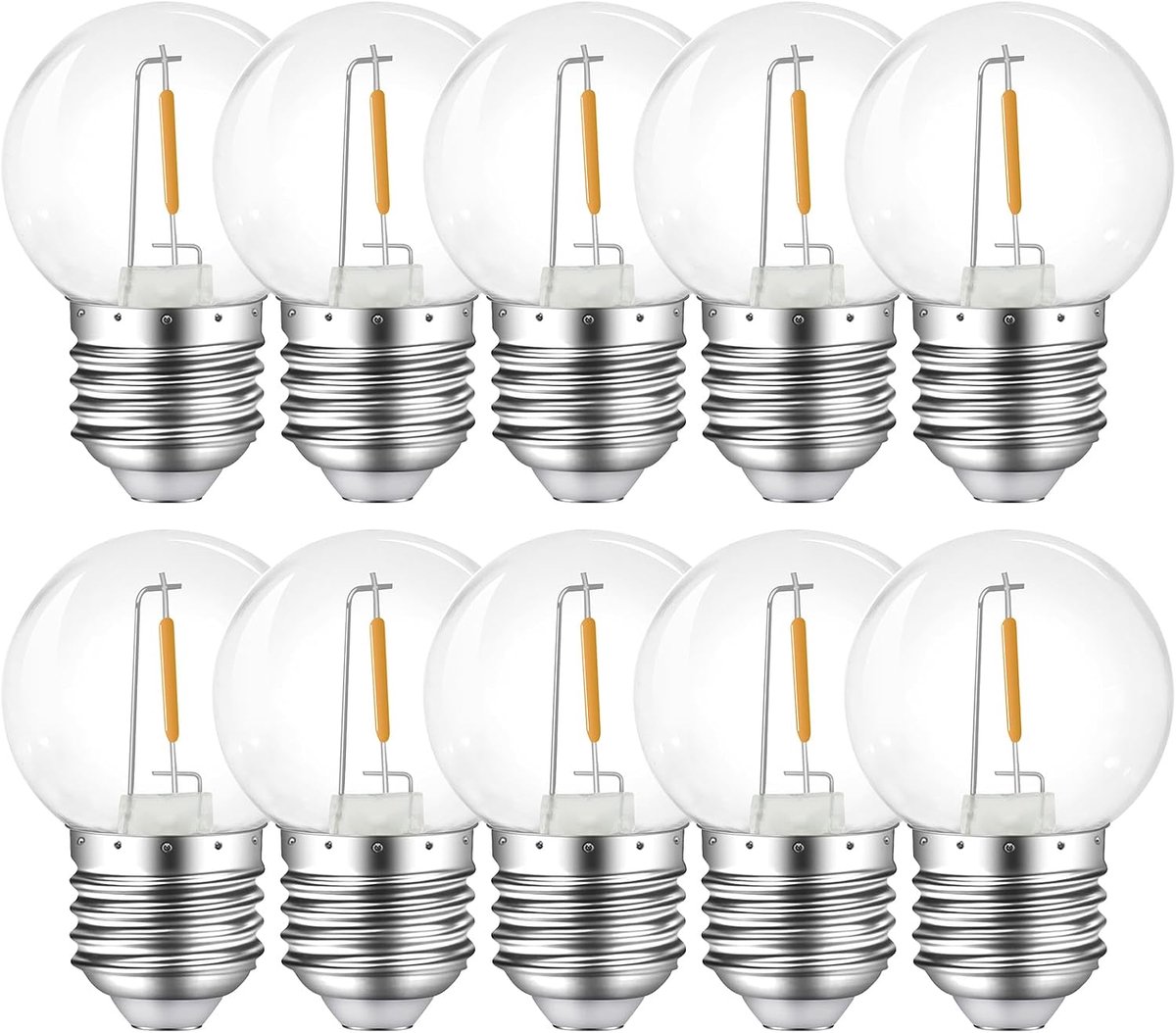 Led-gloeilamp, E27, 1 W, G45, warm wit, 2700K, 230V, decoratieve lamp voor feestverlichting, transparant, 10 stuks