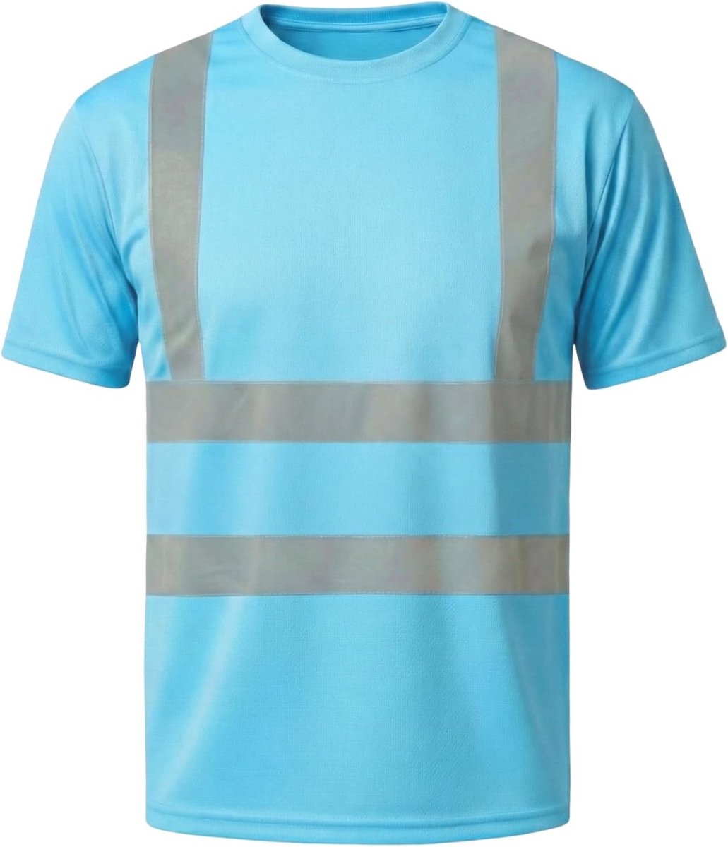 Reflecterend Veiligheidsshirt Mesh Sneldrogend Ademend Lichtgewicht Korte Mouw Reflectiestrepen Mannen Vrouwen Kinderen Geel Oranje