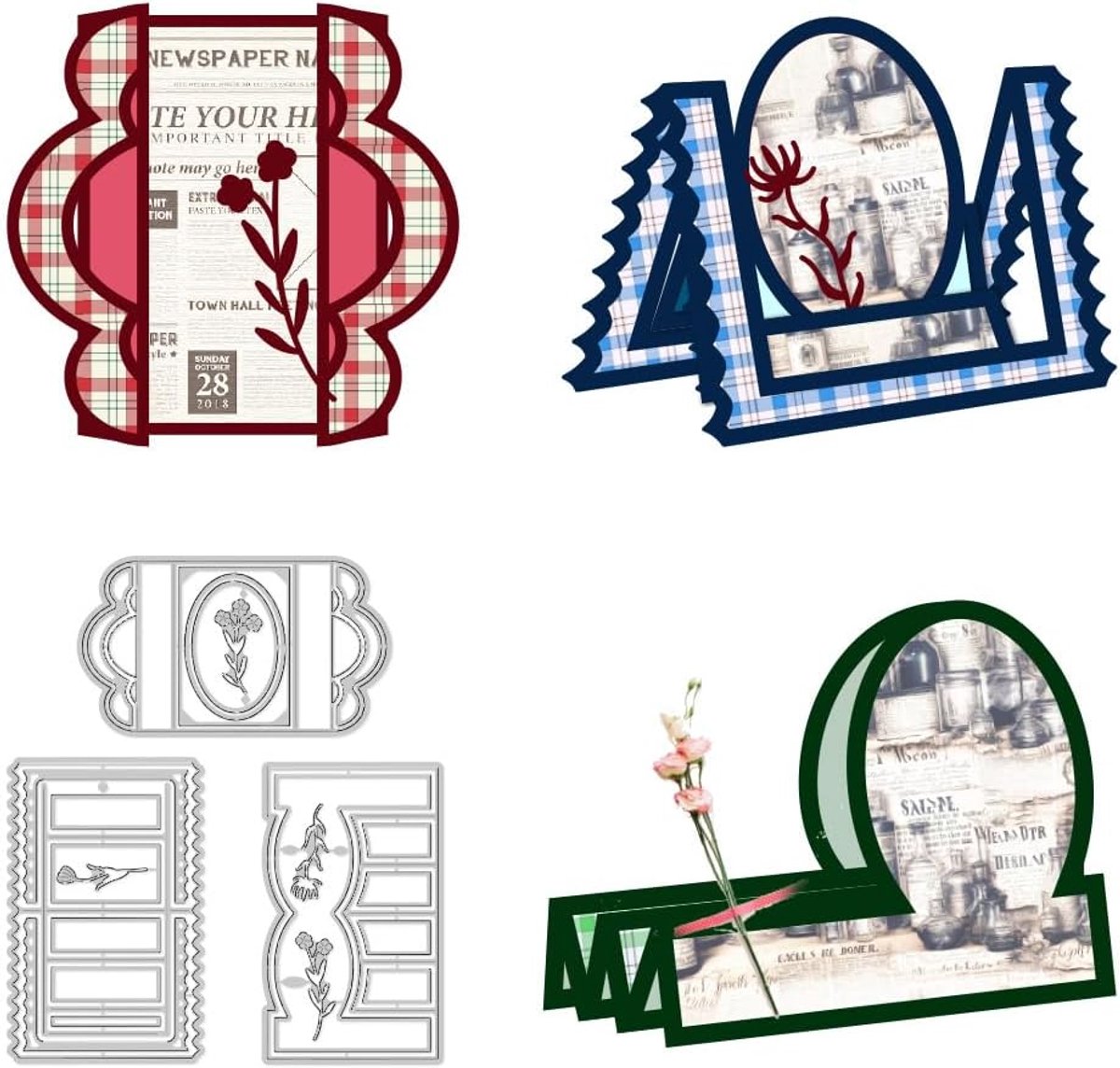 3D-stansvormen voor gevouwen stanssjabloon, verjaardag, wenskaarten, stansen om kaarten te maken, reliëf, scrapbooking, sjablonen om te knutselen, albums, verjaardagscadeaus, festival