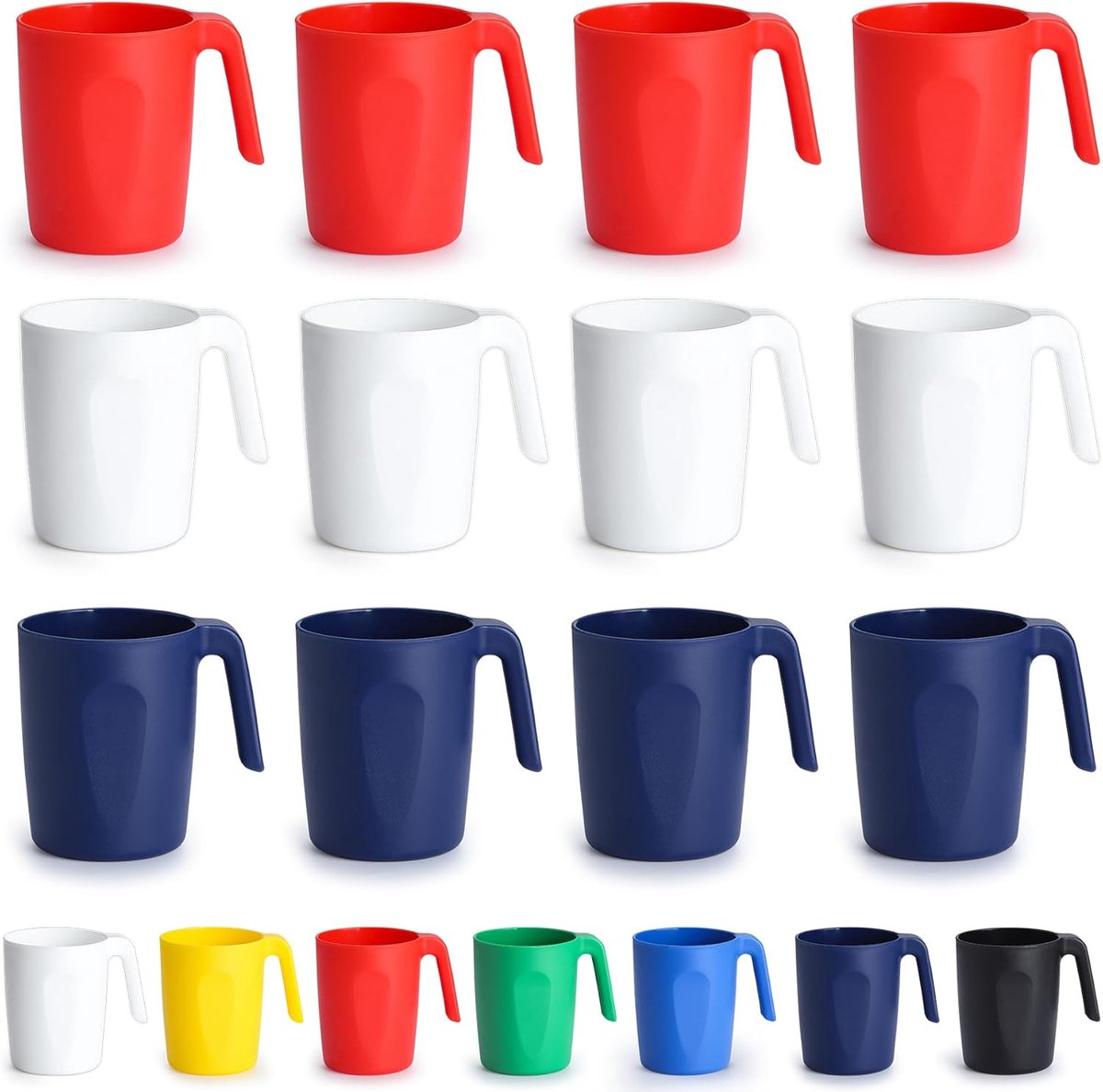 Plastic Mokken Set 12 Stuks, Onbreekbaar en Herbruikbaar Lichtgewicht Reizen Koffiemokken Espresso Cups Gemakkelijk mee te nemen en schoon te maken Magnetronbestendig, Afwasmachinebestendig