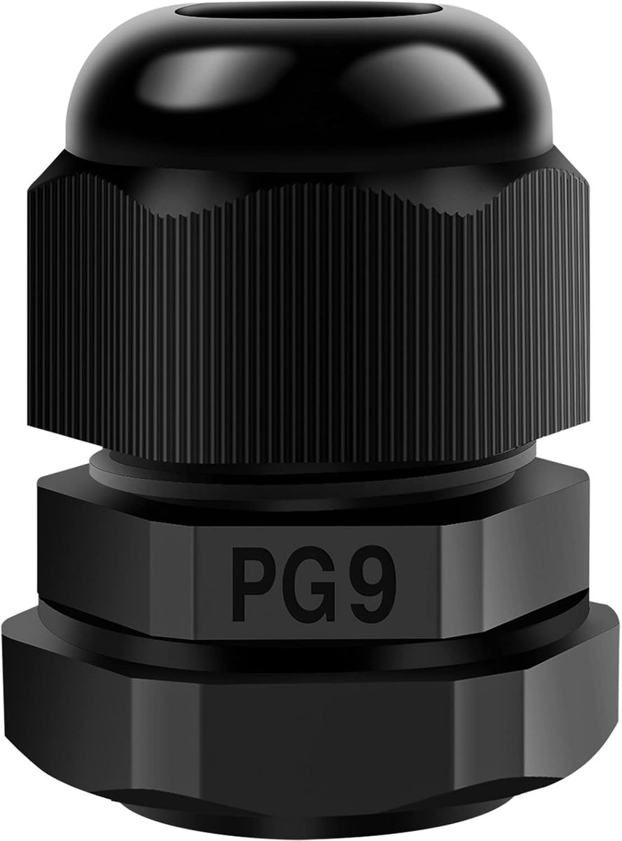 PG9 instelbaar, 4-8 mm kabelschroefverbindingen, verbindingen, PG-schroefverbinding, IP68 waterdichte kabeldoorvoer, zwart, voor outdoor tuin, stroomverdelerkast