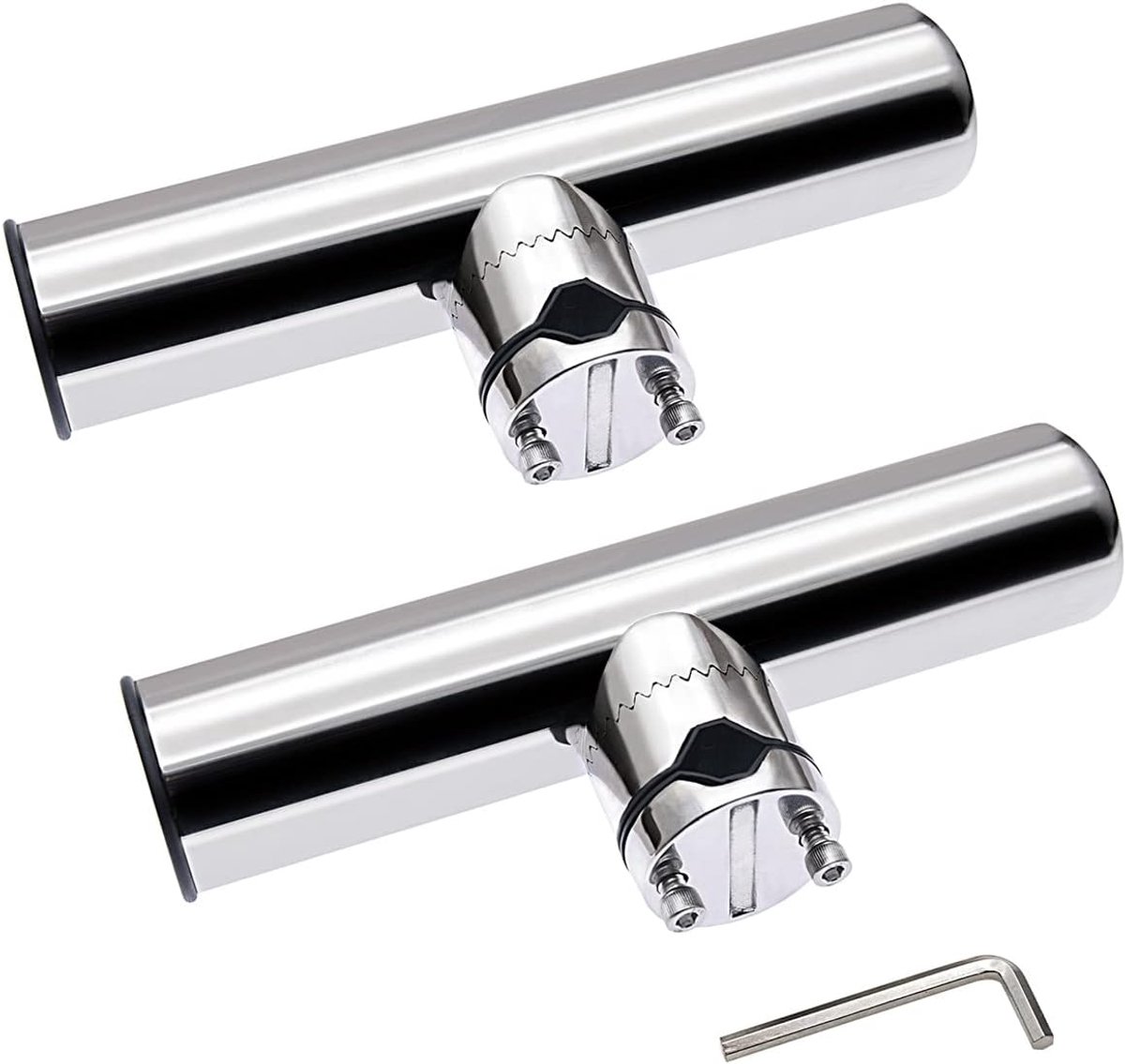 Boothengel houder, roestvrij stalen hengelhouder voor boten, jachten 360 graden verstelbaar, geschikt voor rails van 22 mm tot 26 mm (2 stuks)