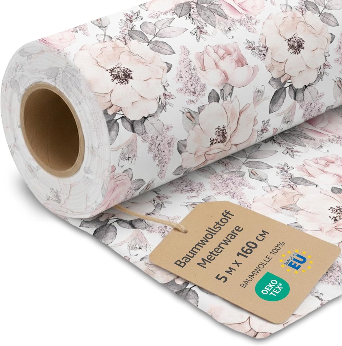 Stof per Meter Zuiver Katoen 5M x 160 cm – Naaistof Decoratiestof voor Patchwork Kleding Kussens Gordijnen Voering Ademend Huidvriendelijk en Zacht Wilde roos