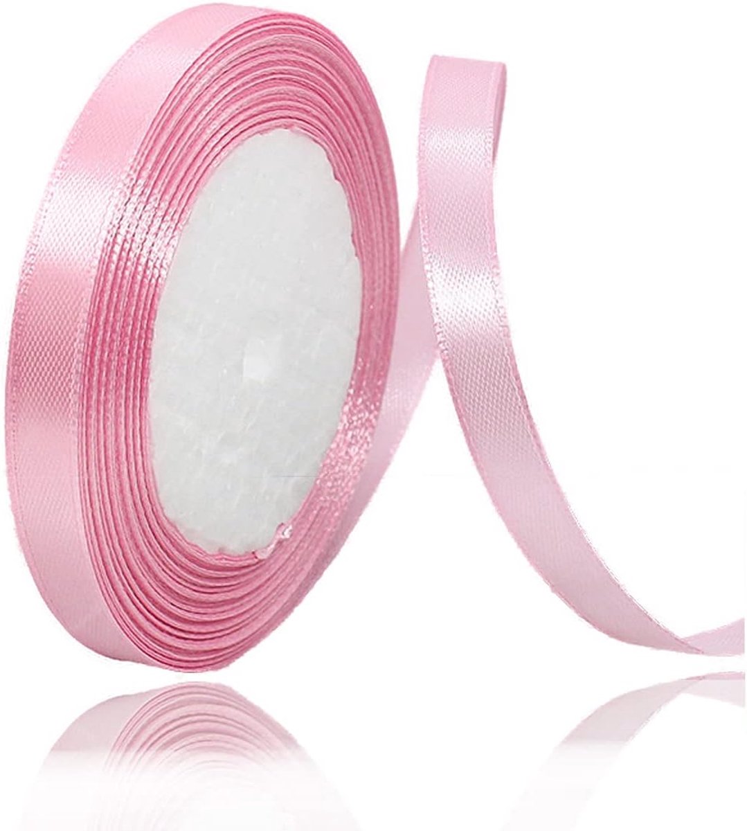 Satijnen Lint voor Geschenkverpakking, 10 mm x 23 Meters Roze Stoflint voor Knutselen, Strikkies Maken, Bloemschikking, DIY Naaiprojecten, Bruidsboeket en Kerstfeest Decoratie